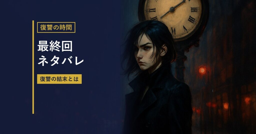 夜の街と時計を描いたイラストに『最終回ネタバレ』の見出しを重ねたアイキャッチ
